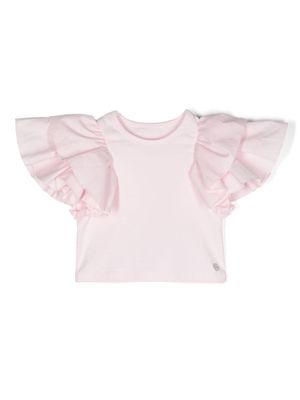 Lapin House ruffle-detail cropped T-shirt - Pink