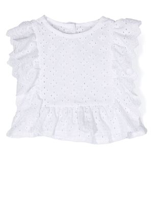 Lapin House ruffle-detail sleeveless blouse - White