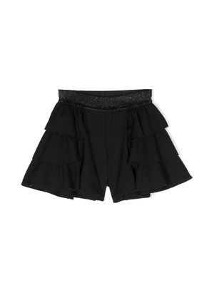 Lapin House ruffled layered short shorts - Black