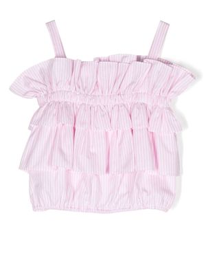 Lapin House ruffled striped sleeveless top - Pink