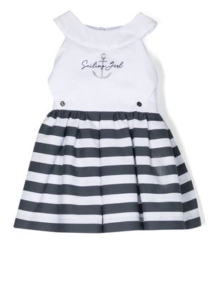 Lapin House stripe-pattern sleeveless dress - White