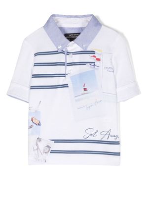 Lapin House stripe-print detail polo shirt - White