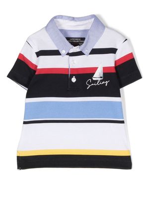 Lapin House striped short-sleeve polo shirt - White