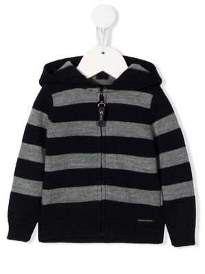 Lapin House striped zip-up hoodie - Black
