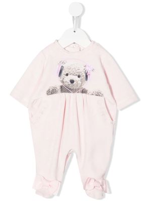 Lapin House teddy-bear bow-detail romper - Pink