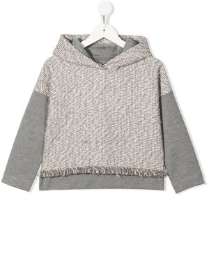 Lapin House teddy bear-print layered hoodie - Grey