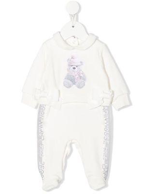 Lapin House teddy bear-print long-sleeve pajama - White