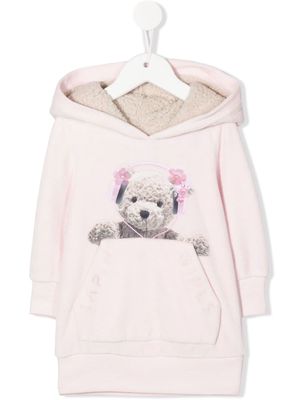 Lapin House teddy-print hooded dress - Pink