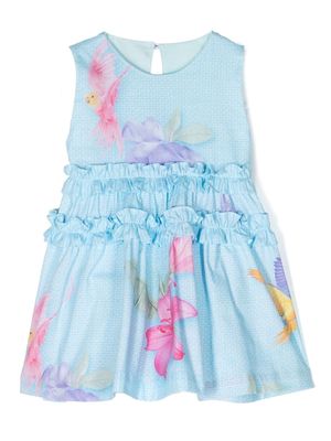 Lapin House tiered floral-print dress - Blue