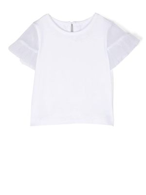 Lapin House tulle-sleeve T-shirt - White