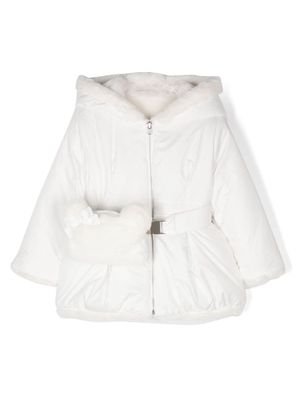 Lapin House zip-up hooded raincoat - White