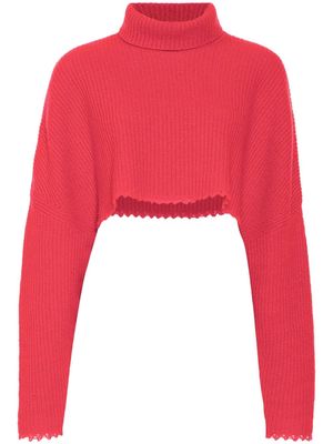 LAPOINTE Airy ribbed-knit cropped jumper - Pink