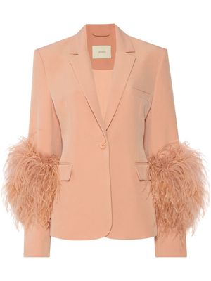 LAPOINTE Broad feather-trim single-breasted blazer - Pink
