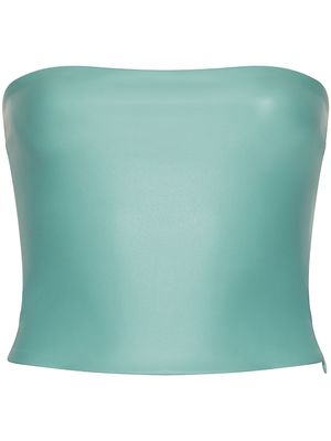 LAPOINTE cropped faux-leather tube top - Blue