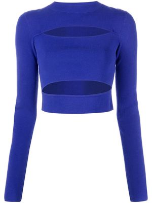 LAPOINTE cut-out detail fine-ribbed top - Blue