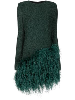 LAPOINTE feather-trim lurex minidress - Green