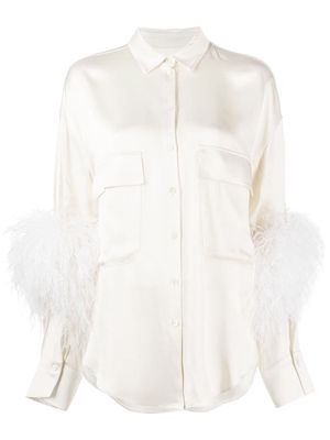 LAPOINTE feather-trim shirt - White