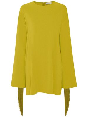 LAPOINTE fringed crepe shift minidress - Yellow