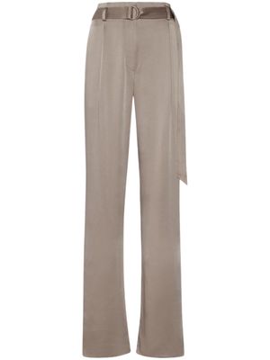 LAPOINTE high-waisted cropped satin trousers - Neutrals
