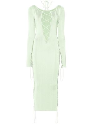 LAPOINTE lace-up side-slit dress - Green