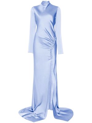 LAPOINTE long-sleeve ruched satin gown - Purple