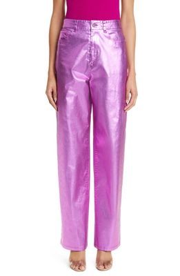LAPOINTE Metallic Slouchy Jeans in Neon Purple