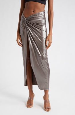 LAPOINTE Metallic Twist Detail Cover-Up Sarong in Steel