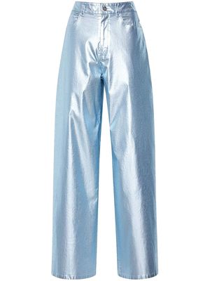 LAPOINTE metallic wide-leg trousers - Blue