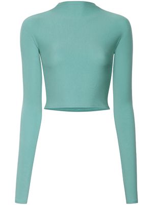 LAPOINTE mock-neck cropped top - Blue