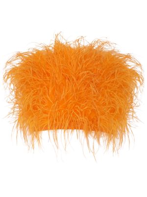 LAPOINTE ostrich-feather tube top - Orange