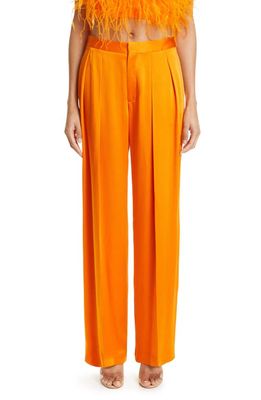 LAPOINTE Pleated Double Face Satin Pants in Tangerine