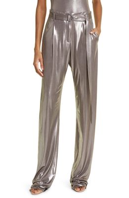 LAPOINTE Pleated High Waist Straight Leg Trousers in Steel