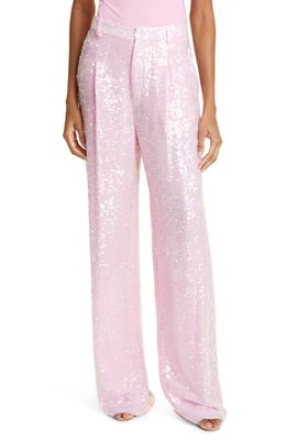LAPOINTE Pleated Sequin Wide Leg Pants in Blossom