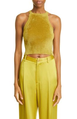 LAPOINTE Racer Crop Chenille Tank in Moss