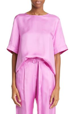LAPOINTE Relaxed Fit Silk Twill T-Shirt in Orchid