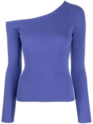 LAPOINTE ribbed cold-shoulder long-sleeve top - Blue