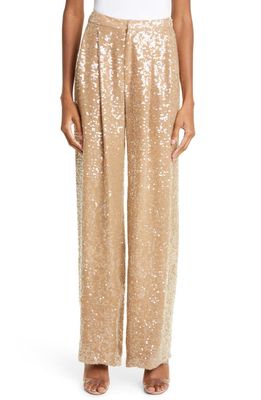 LAPOINTE Sequin Wide Leg Trousers in Camel