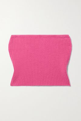 LAPOINTE - Strapless Cropped Ribbed Organic Cashmere Top - Pink