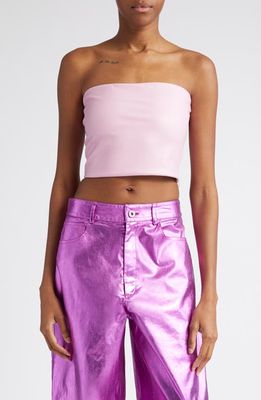 LAPOINTE Stretch Faux Leather Tube Top in Blossom