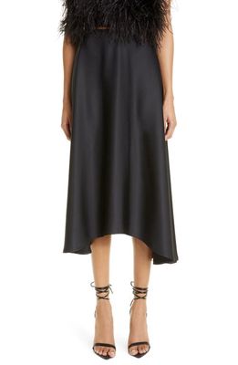 LAPOINTE Textured Satin Handkerchief Skirt in Black