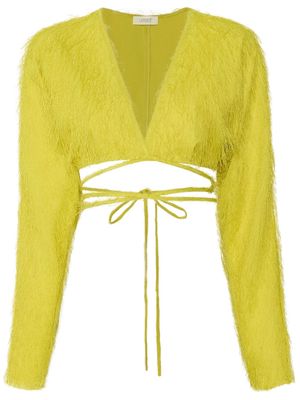 LAPOINTE V-neck fringed cropped blouse - Yellow