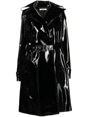 LaQuan Smith coated-finish leather trench coat - Black