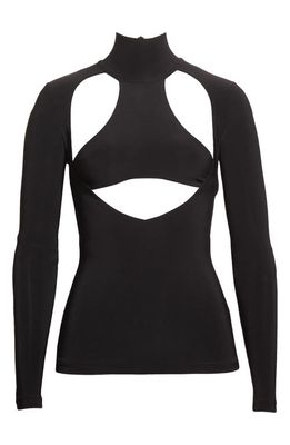 LaQuan Smith Cutout Detail Matte Jersey Top in Black