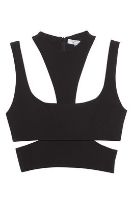 LaQuan Smith Cutout Detail Stretch Jersey Bralette Top in Black