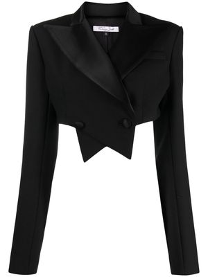 LaQuan Smith double-breasted cropped blazer - Black