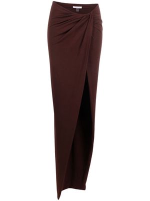LaQuan Smith draped maxi skirt - Brown