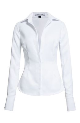 LaQuan Smith Fitted Button-Up Shirt in White