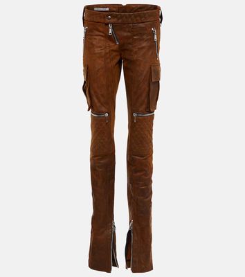 LaQuan Smith High-rise straight leather pants
