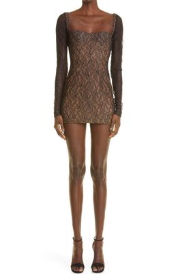 LaQuan Smith Long Sleeve Lace Dress in Black