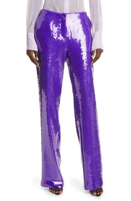 LaQuan Smith Relaxed Fit Sequin Low Rise Trousers in Grape